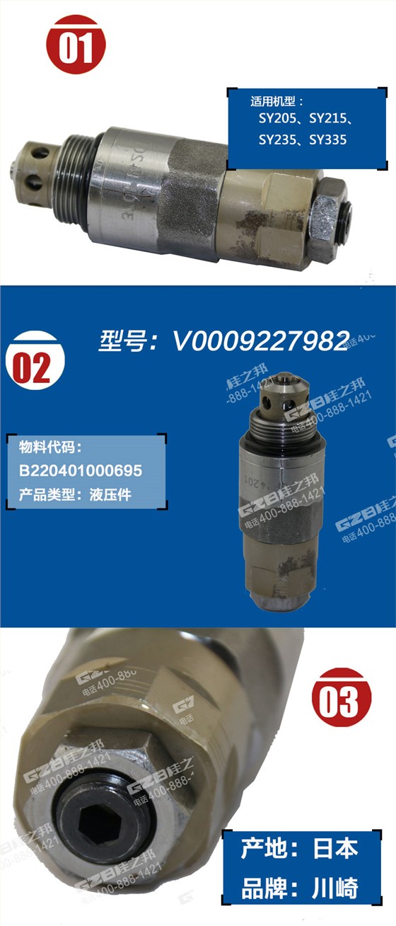 三一挖机配件主阀油口溢流阀 三一挖机配件主阀油口溢流阀